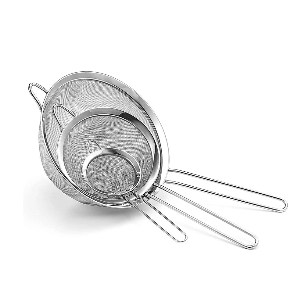 Stainless Steel Fine Mesh Flour Sifter – Baking Strainer with Handle for Sifting Flour & Dry Ingredients - Willow & Wisk