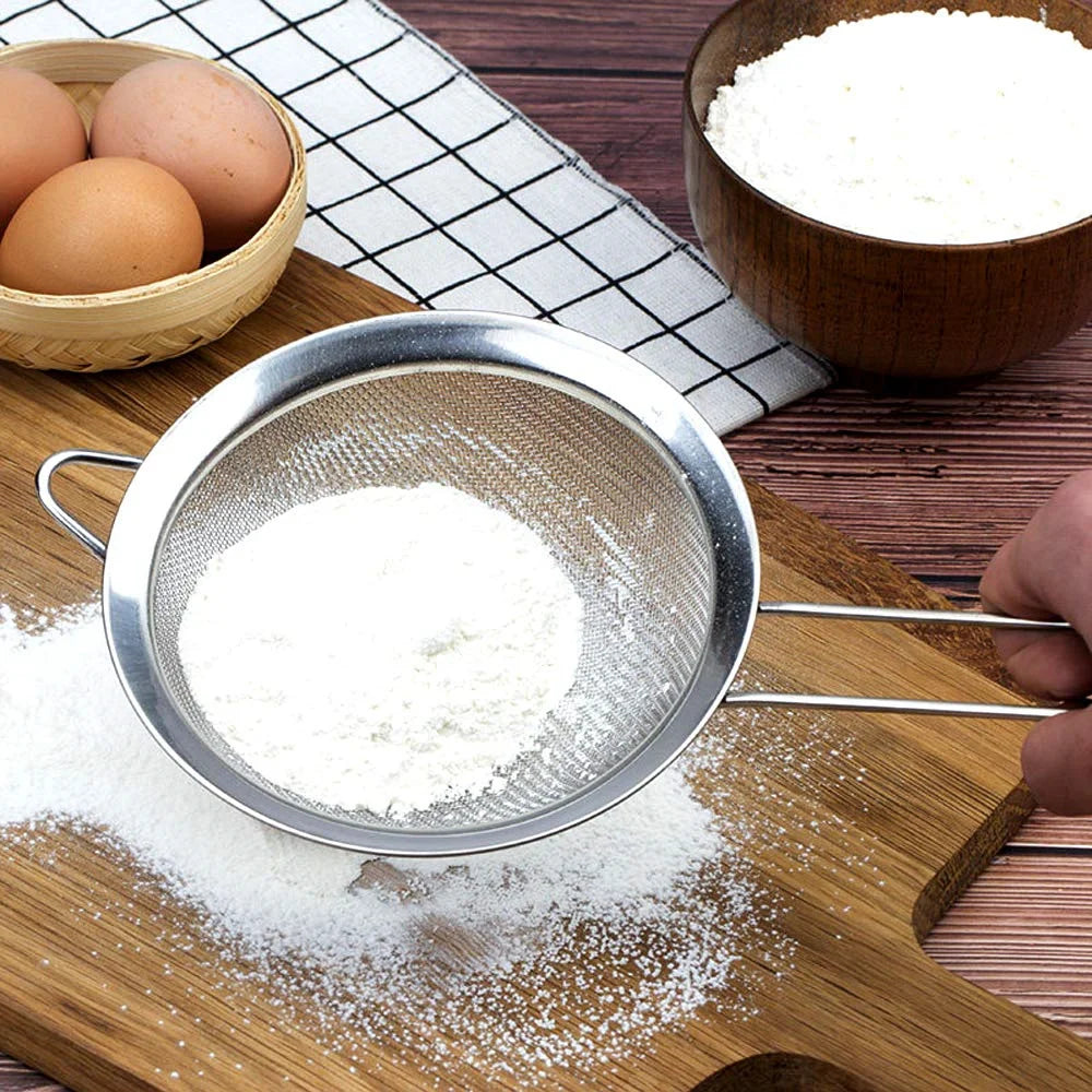 Stainless Steel Fine Mesh Flour Sifter – Baking Strainer with Handle for Sifting Flour & Dry Ingredients - Willow & Wisk