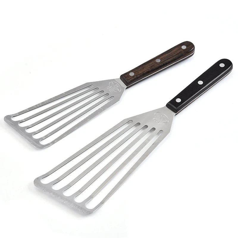 Stainless Steel Fish Spatula and Slotted Turner – Kitchen Tool with Wooden Handle for Cooking and Frying - Willow & Wisk