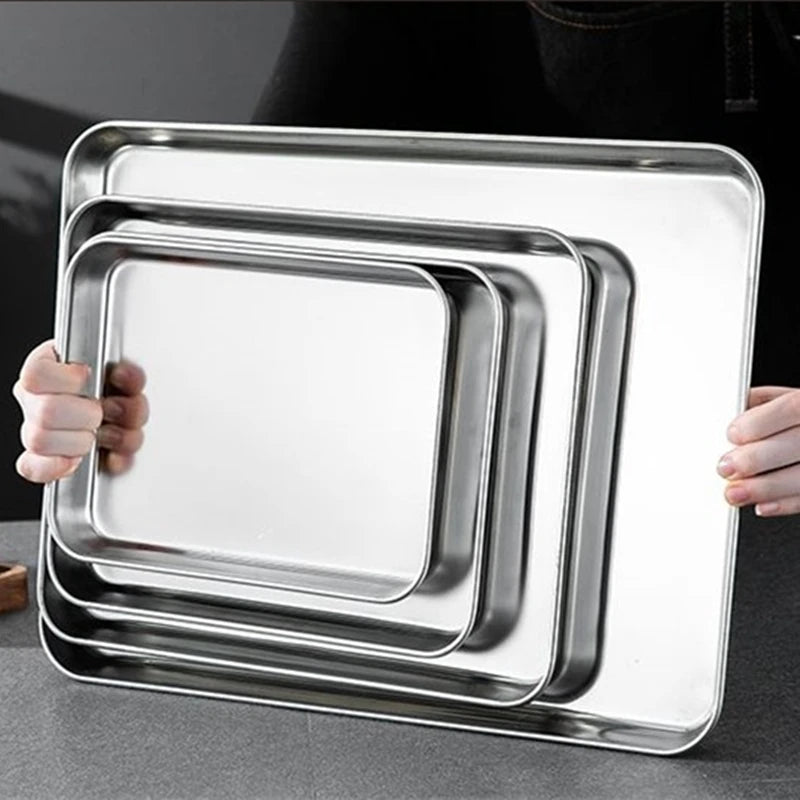 Stainless Steel Food Baking and Prep Trays – Versatile Rectangle Kitchen and Baking Trays for Cooking, Storage, and Prep - Willow & Wisk