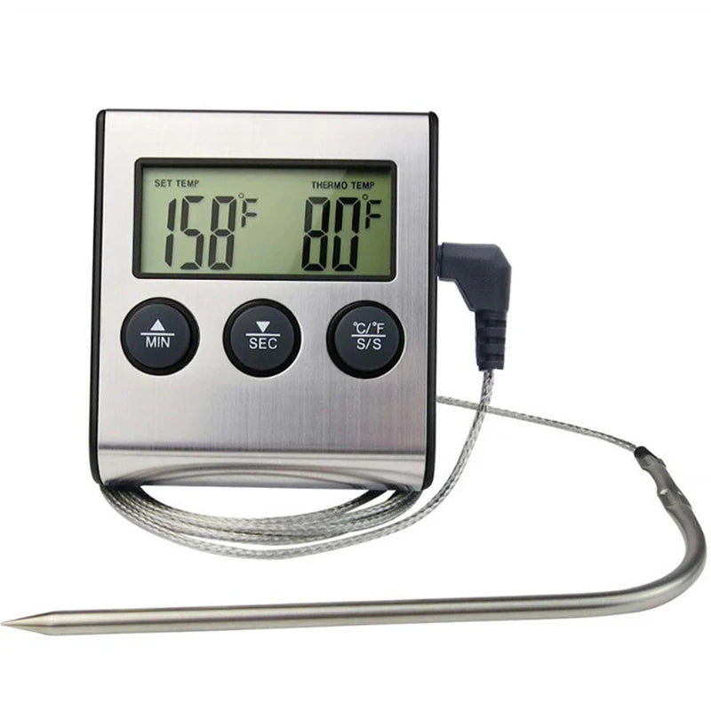 Digital Kitchen Thermometer with Probe – Accurate Food & Meat Temperature Gauge for Oven, Grill, BBQ, & Baking - Willow & Wisk