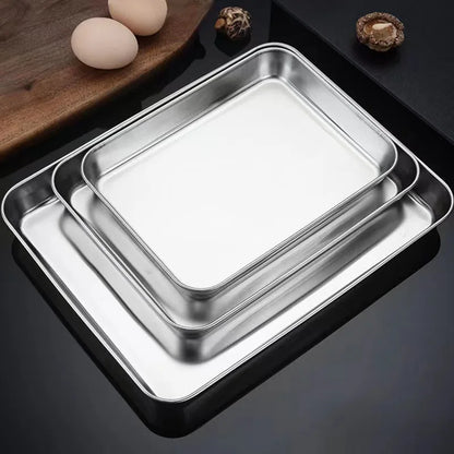 Stainless Steel Food Baking and Prep Trays – Versatile Rectangle Kitchen and Baking Trays for Cooking, Storage, and Prep - Willow & Wisk