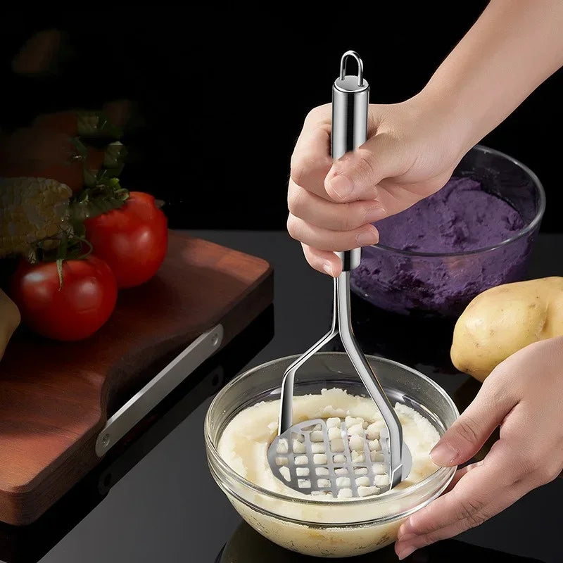 Stainless Steel Handheld Potato & Vegetable Masher – Effortless Mashing for Smooth Purees - Willow & Wisk