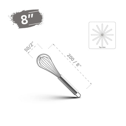 Premium Stainless Steel Balloon Whisk – Non-Stick Wire Whisk for Baking and Cooking (8", 10", 12") - Willow & Wisk