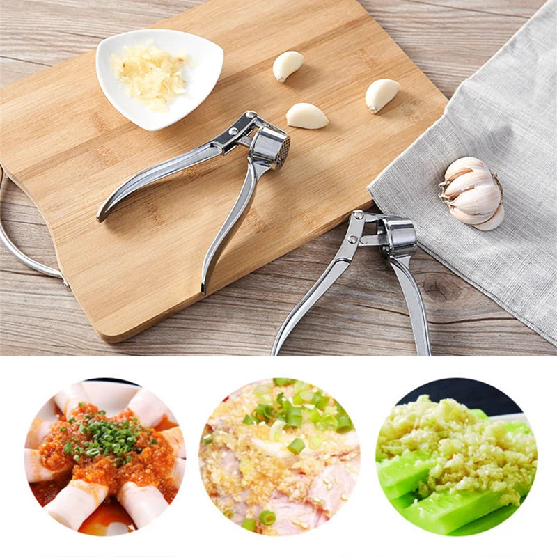 Stainless Steel Garlic Press and Ginger Crusher – Multi-Functional Handheld Kitchen Tool for Mincing and Squeezing - Willow & Wisk