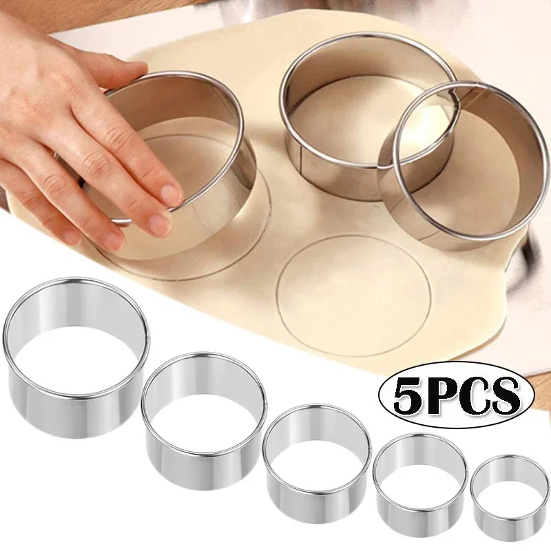 Stainless Steel Ring Mold & Pastry Cutter Set – 5-Piece Round Baking and Plating Molds for Cakes, Pastries, and Gourmet Dishes - Willow & Wisk