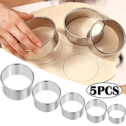 Stainless Steel Ring Mold & Pastry Cutter Set – 5-Piece Round Baking and Plating Molds for Cakes, Pastries, and Gourmet Dishes - Willow & Wisk