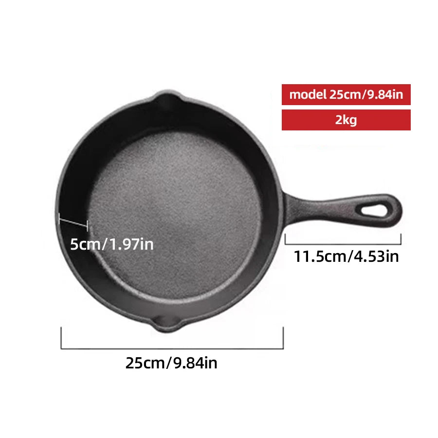 Black Cast Iron Skillet – Durable Flat Bottom Frying Pan for Perfect Searing & Versatile Cooking - Willow & Wisk