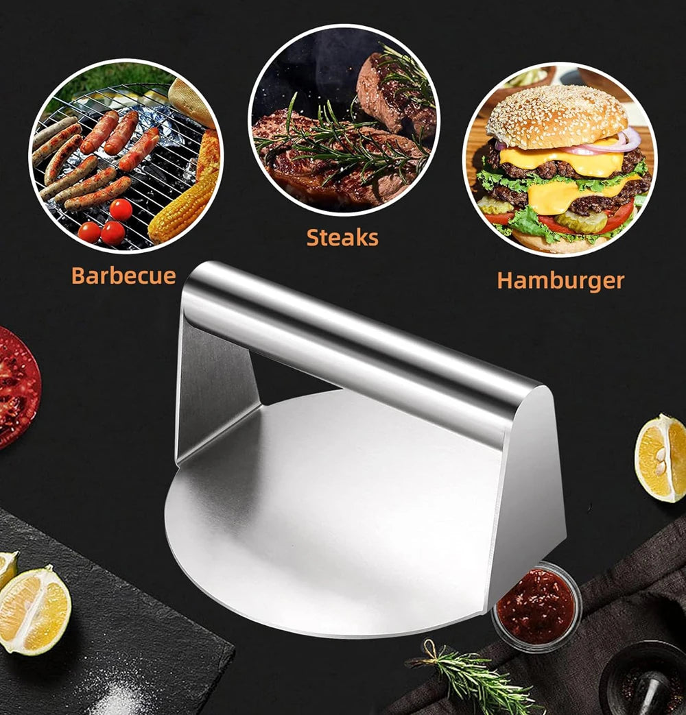 Stainless Steel Smash Burger Press – Professional Meat Press & Weight for Perfect Restaurant-Style Burgers and Steaks - Willow & Wisk