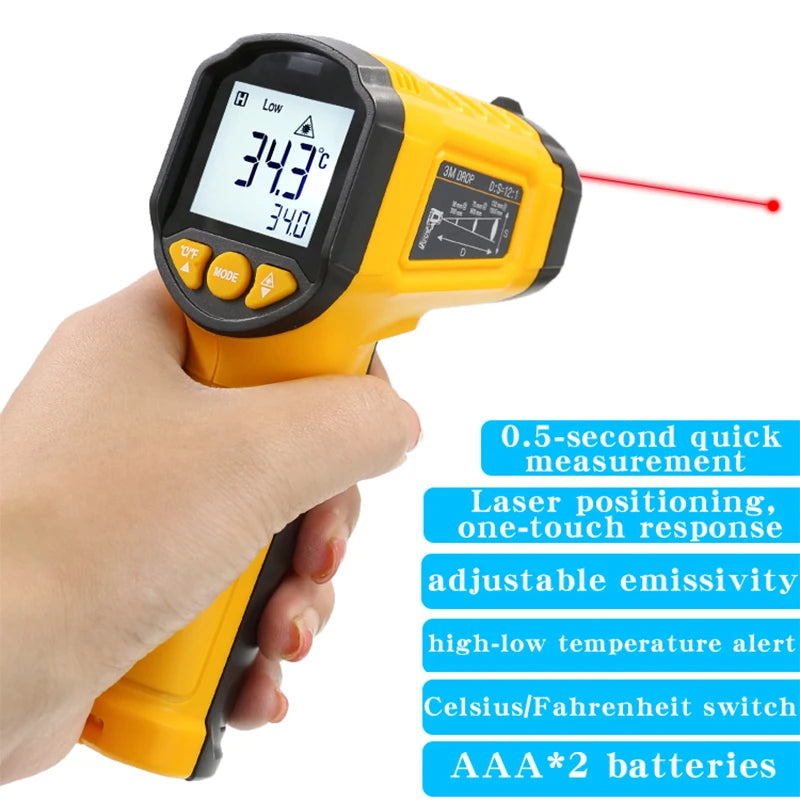 Handheld Infrared Thermometer – High-Precision Non-Contact Temperature Gauge for Industrial and Kitchen Use - Willow & Wisk