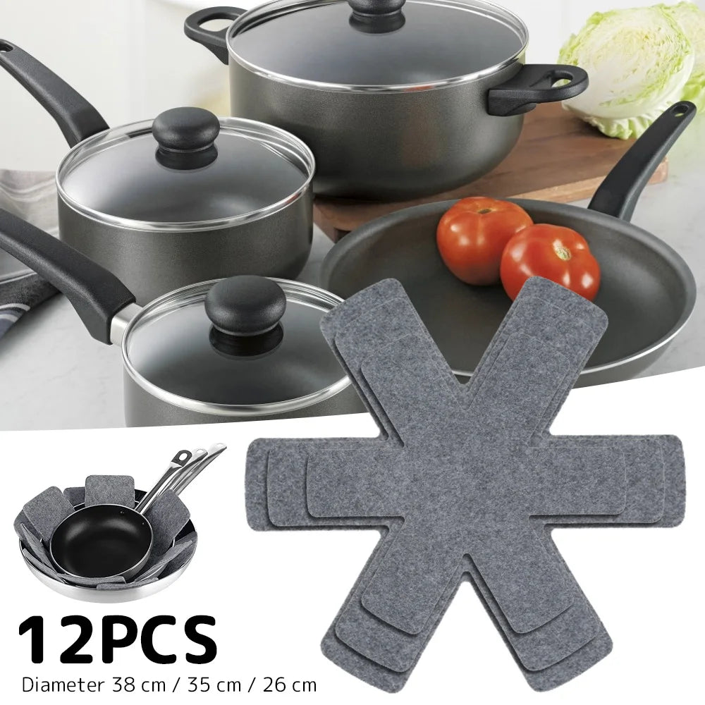 12-Piece Non-Woven Pot and Pan Protectors – 3 Sizes for Safe Cookware Storage - Willow & Wisk