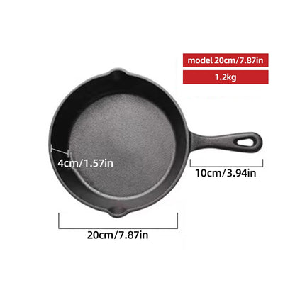 Black Cast Iron Skillet – Durable Flat Bottom Frying Pan for Perfect Searing & Versatile Cooking - Willow & Wisk