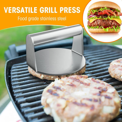 Stainless Steel Smash Burger Press – Professional Meat Press & Weight for Perfect Restaurant-Style Burgers and Steaks - Willow & Wisk