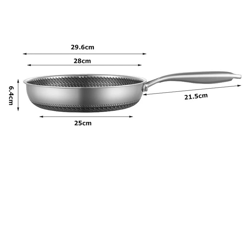 Nonstick Honeycomb Stainless Steel Frying Pan with Lid – Compatible with Induction, Ceramic, Electric, and Gas Cooktops