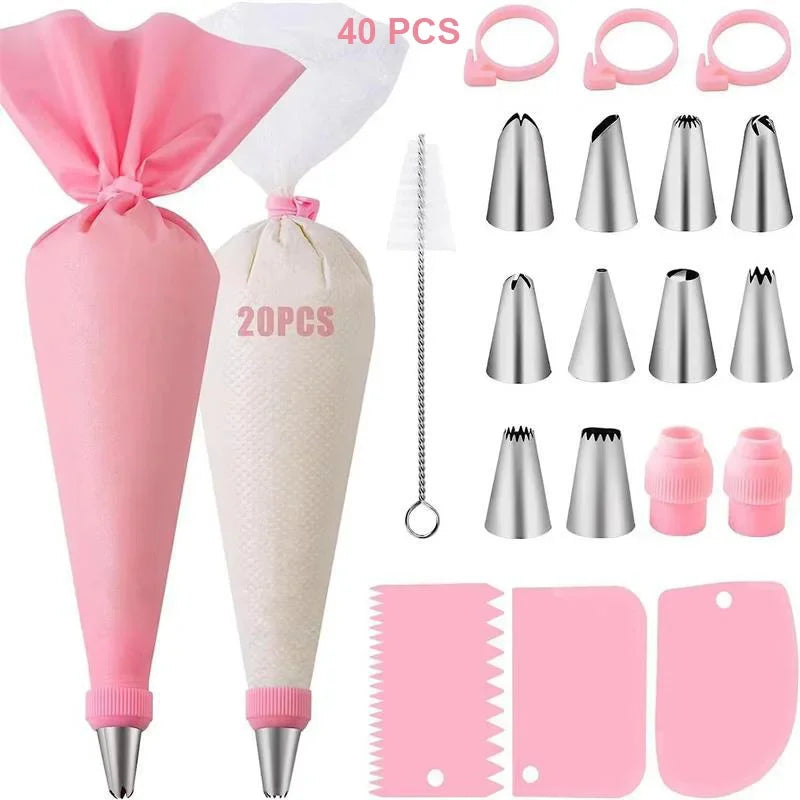 Reusable Silicone Piping Bags and Tips Set – Cute Cake Decorating Kit for Cupcakes and Pastries (Pink, Blue, Purple) - Willow & Wisk