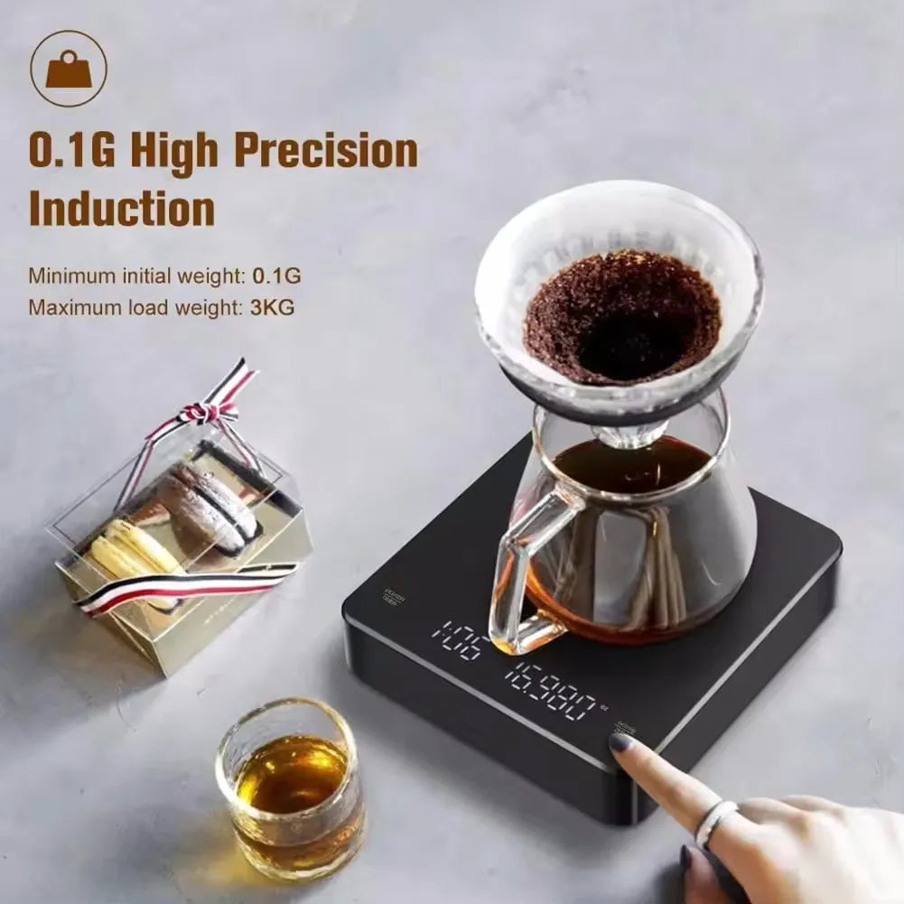 Professional Digital Kitchen Scale with Timer – Rechargeable High-Precision Scale for Coffee, Baking, and Cooking - Willow & Wisk