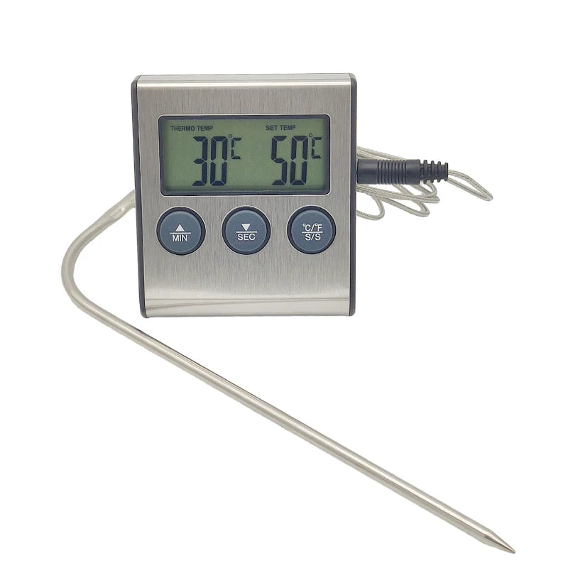 Digital Kitchen Thermometer with Probe – Accurate Food & Meat Temperature Gauge for Oven, Grill, BBQ, & Baking - Willow & Wisk