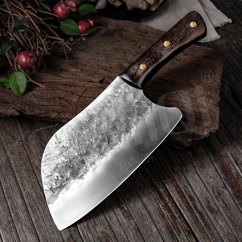 Handmade Forged High-Carbon Chef Knife – Traditional Butcher Cleaver & Bone Chopper - Willow & Wisk