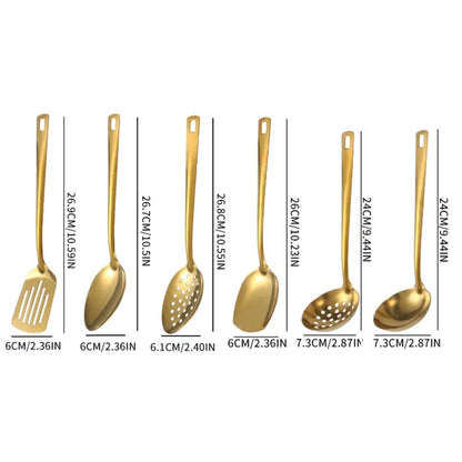 6-Piece Gold Stainless Steel Kitchen Utensil Set – Cooking & Serving Tools - Willow & Wisk