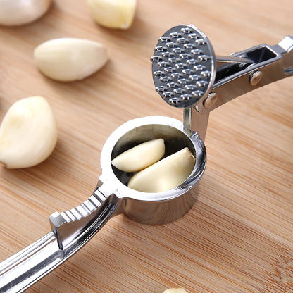 Stainless Steel Garlic Press and Ginger Crusher – Multi-Functional Handheld Kitchen Tool for Mincing and Squeezing - Willow & Wisk