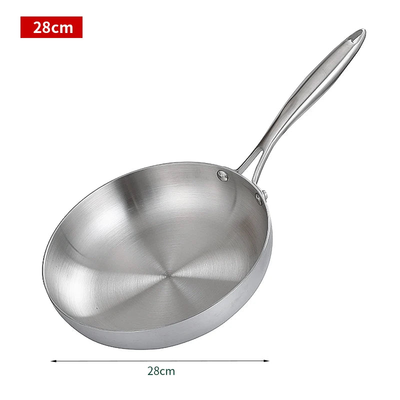 Professional Stainless Steel Frying Pan – Uncoated Non-Stick Pan for Steak, Gas Stoves, and Induction Cookers - Willow & Wisk