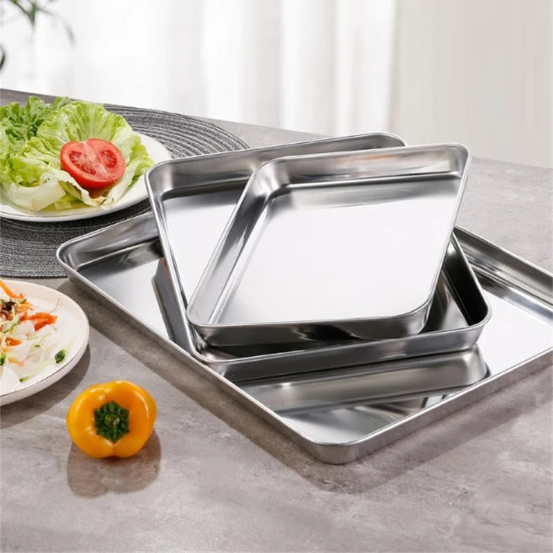 Stainless Steel Food Baking and Prep Trays – Versatile Rectangle Kitchen and Baking Trays for Cooking, Storage, and Prep - Willow & Wisk