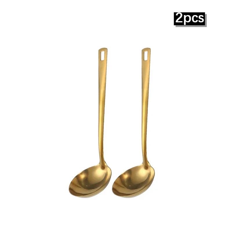 6-Piece Gold Stainless Steel Kitchen Utensil Set – Cooking & Serving Tools - Willow & Wisk