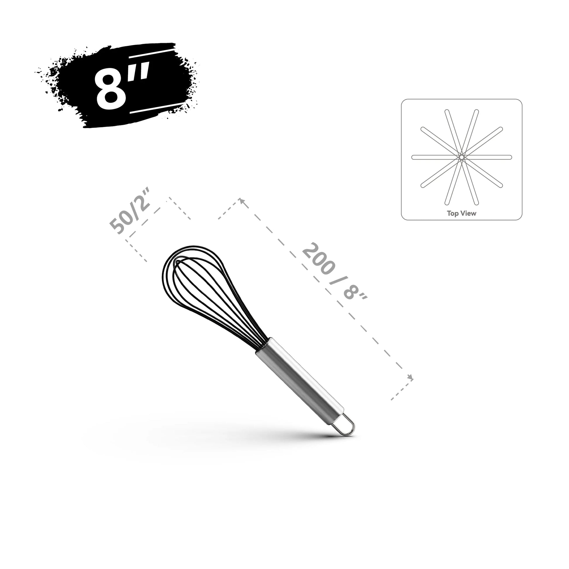 Premium Stainless Steel Balloon Whisk – Non-Stick Wire Whisk for Baking and Cooking (8", 10", 12") - Willow & Wisk