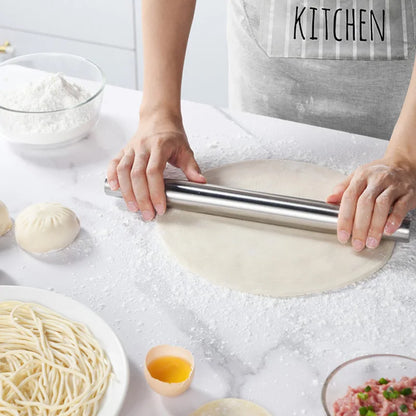 Non-Stick Stainless Steel Rolling Pin – Perfect for Baking Pizza, Pastry, and Cookies