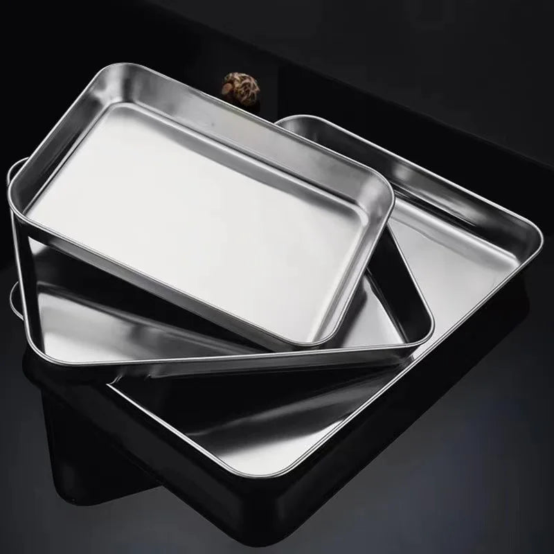 Stainless Steel Food Baking and Prep Trays – Versatile Rectangle Kitchen and Baking Trays for Cooking, Storage, and Prep - Willow & Wisk