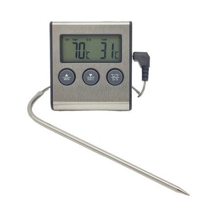 Digital Kitchen Thermometer with Probe – Accurate Food & Meat Temperature Gauge for Oven, Grill, BBQ, & Baking - Willow & Wisk