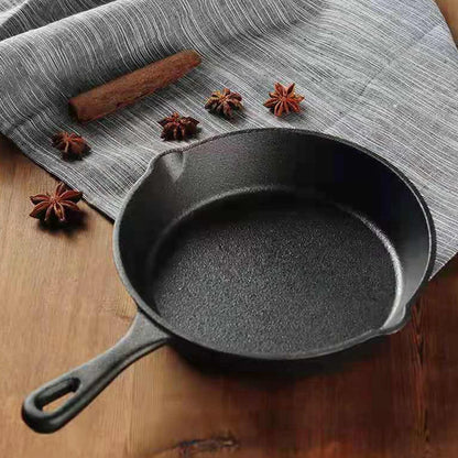 Black Cast Iron Skillet – Durable Flat Bottom Frying Pan for Perfect Searing & Versatile Cooking - Willow & Wisk