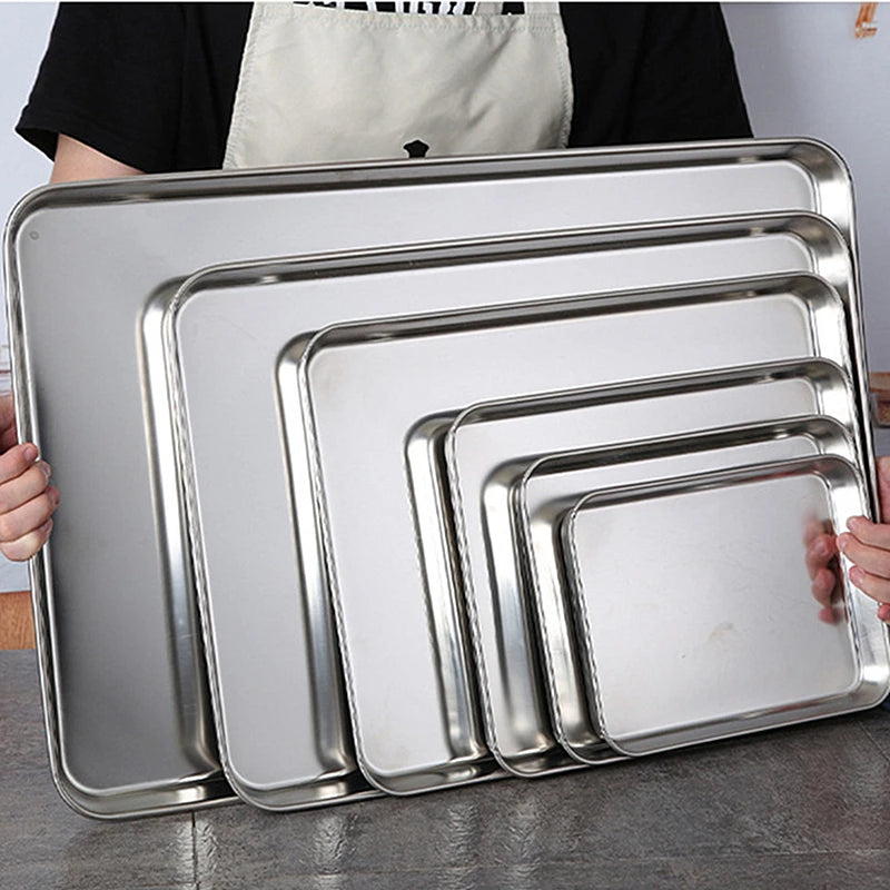 Stainless Steel Food Baking and Prep Trays – Versatile Rectangle Kitchen and Baking Trays for Cooking, Storage, and Prep - Willow & Wisk