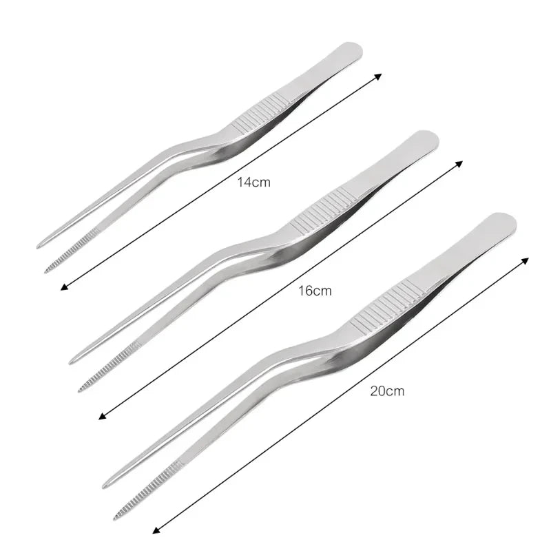 Precision Stainless Steel Food Tweezers - Professional Kitchen Tool for Plating and Cooking - Willow & Wisk