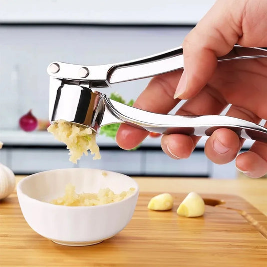 Stainless Steel Garlic Press and Ginger Crusher – Multi-Functional Handheld Kitchen Tool for Mincing and Squeezing - Willow & Wisk