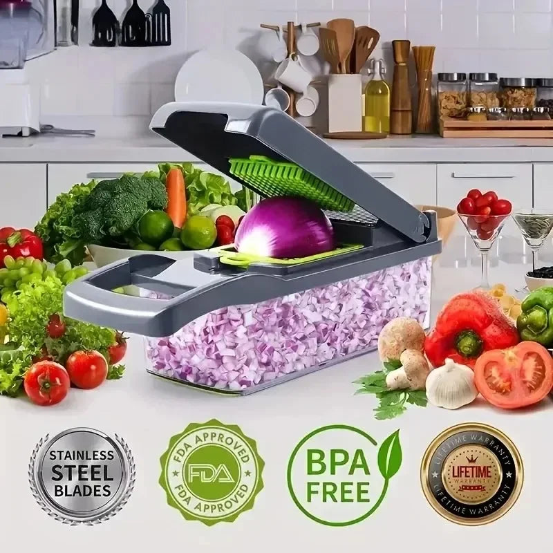 16-in-1 Multifunctional Vegetable Chopper & Slicer – Speed Up Your Kitchen Prep with Ease - Willow & Wisk