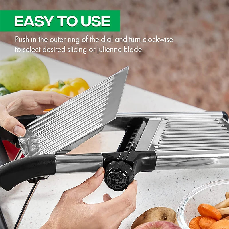 Adjustable Stainless Steel Mandoline Slicer – Precision Vegetable Chopper & Cutter for Fast, Safe Meal Prep - Willow & Wisk