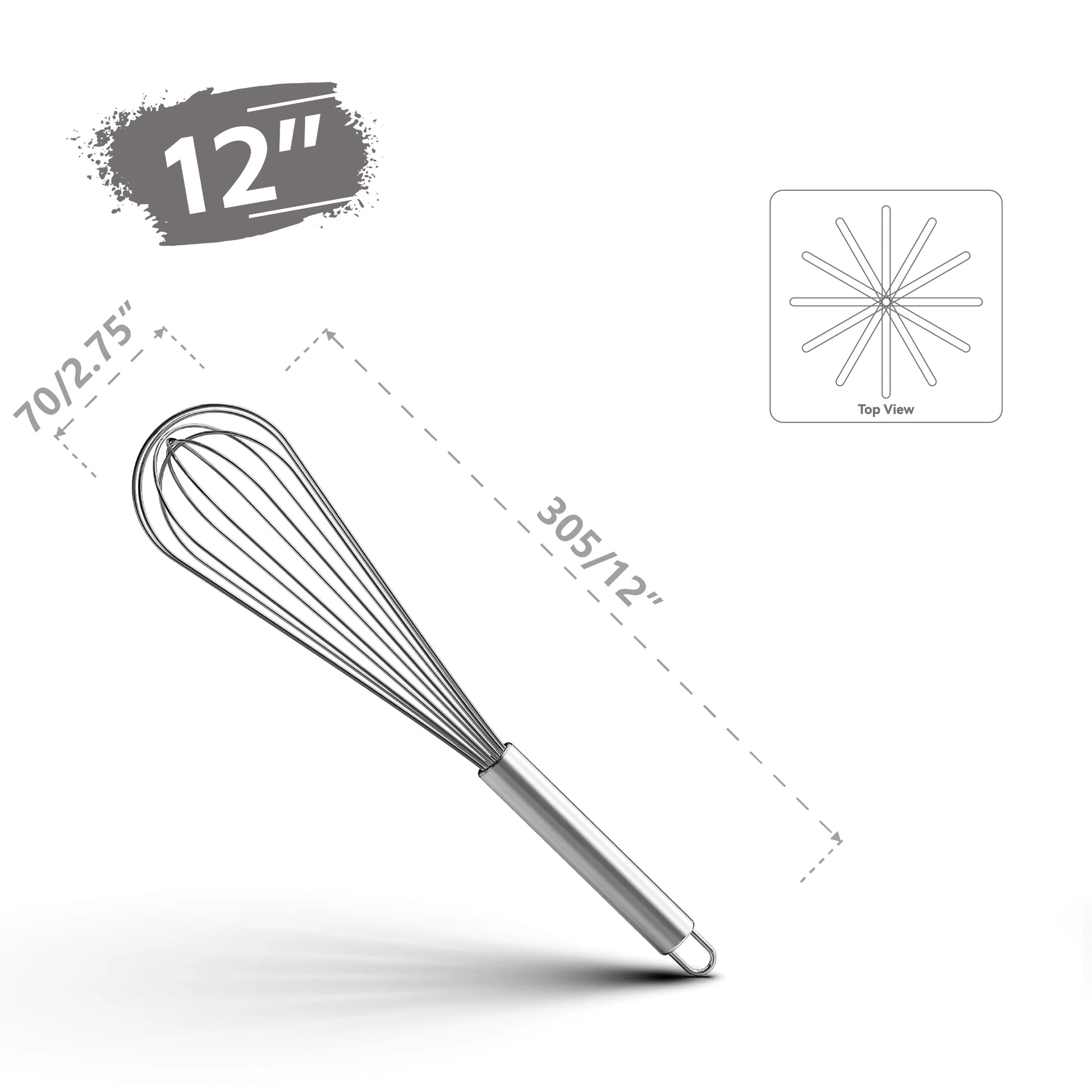 Premium Stainless Steel Balloon Whisk – Non-Stick Wire Whisk for Baking and Cooking (8", 10", 12") - Willow & Wisk