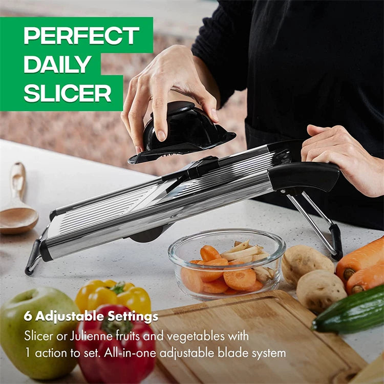 Adjustable Stainless Steel Mandoline Slicer – Precision Vegetable Chopper & Cutter for Fast, Safe Meal Prep - Willow & Wisk