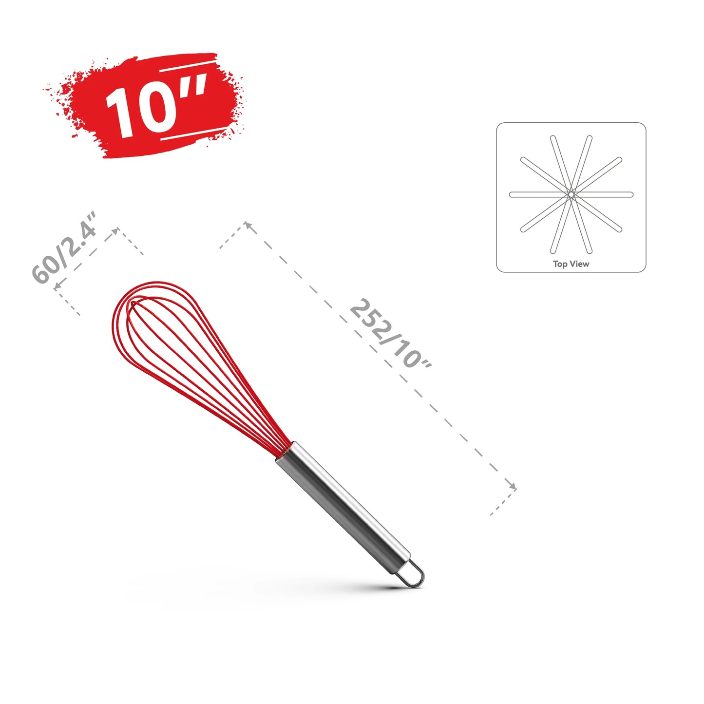 Premium Stainless Steel Balloon Whisk – Non-Stick Wire Whisk for Baking and Cooking (8", 10", 12") - Willow & Wisk