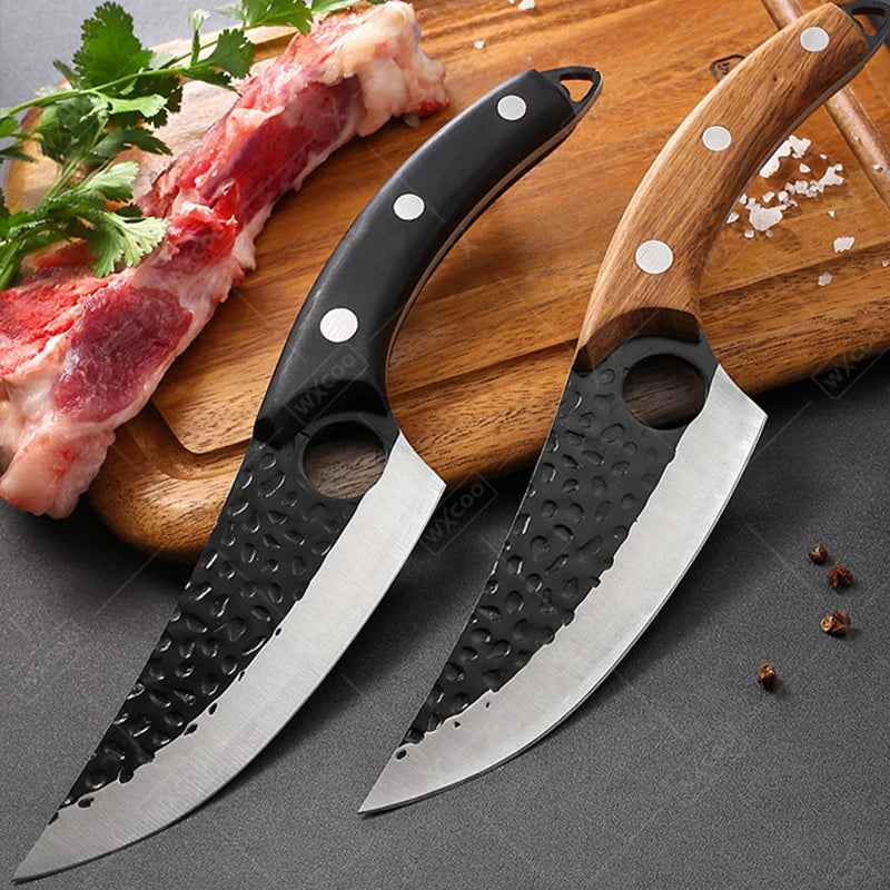 Hand-Forged Stainless Steel Boning and Butcher Knife – Versatile Chef’s Cleaver for Kitchen and Outdoor Cooking - Willow & Wisk