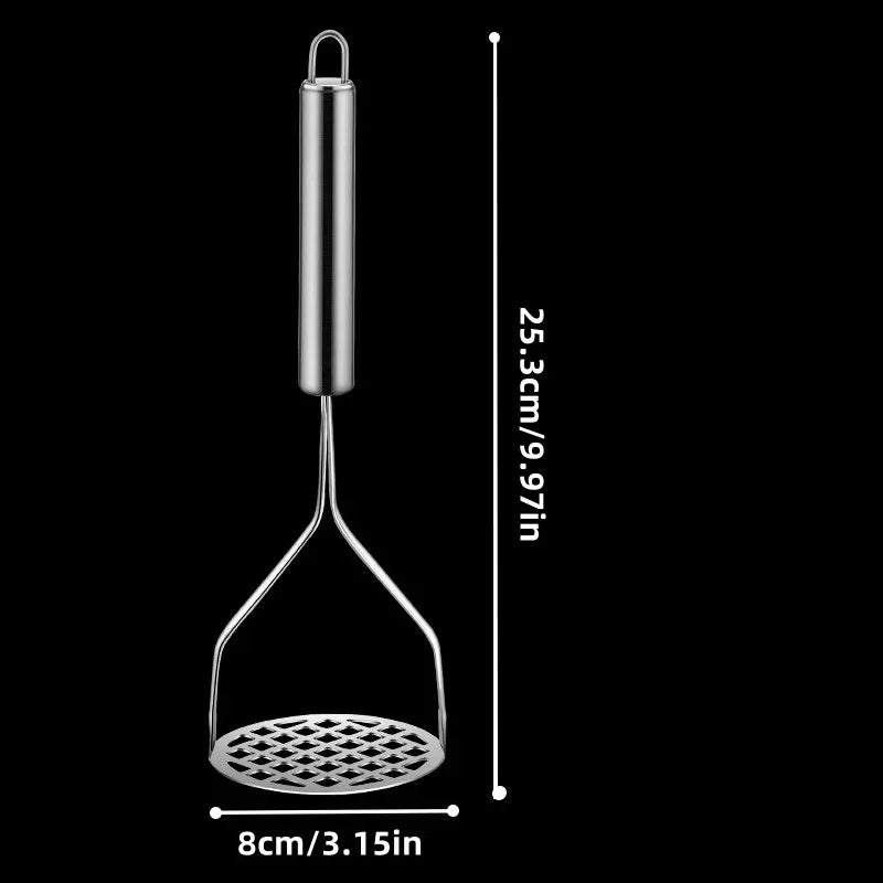 Stainless Steel Handheld Potato & Vegetable Masher – Effortless Mashing for Smooth Purees - Willow & Wisk