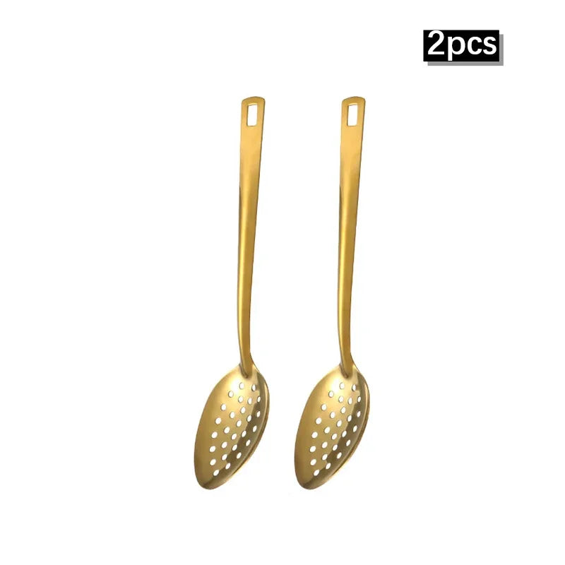 6-Piece Gold Stainless Steel Kitchen Utensil Set – Cooking & Serving Tools - Willow & Wisk