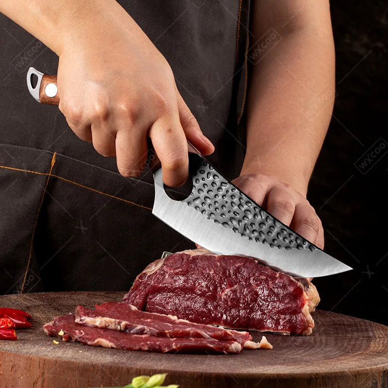 Hand-Forged Stainless Steel Boning and Butcher Knife – Versatile Chef’s Cleaver for Kitchen and Outdoor Cooking - Willow & Wisk