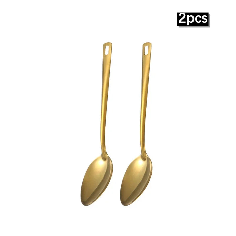 6-Piece Gold Stainless Steel Kitchen Utensil Set – Cooking & Serving Tools - Willow & Wisk