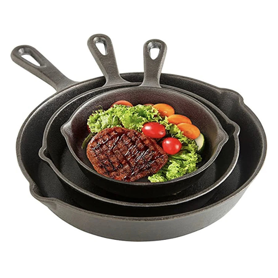 Black Cast Iron Skillet – Durable Flat Bottom Frying Pan for Perfect Searing & Versatile Cooking - Willow & Wisk