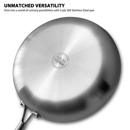 Professional Stainless Steel Frying Pan – Uncoated Non-Stick Pan for Steak, Gas Stoves, and Induction Cookers - Willow & Wisk