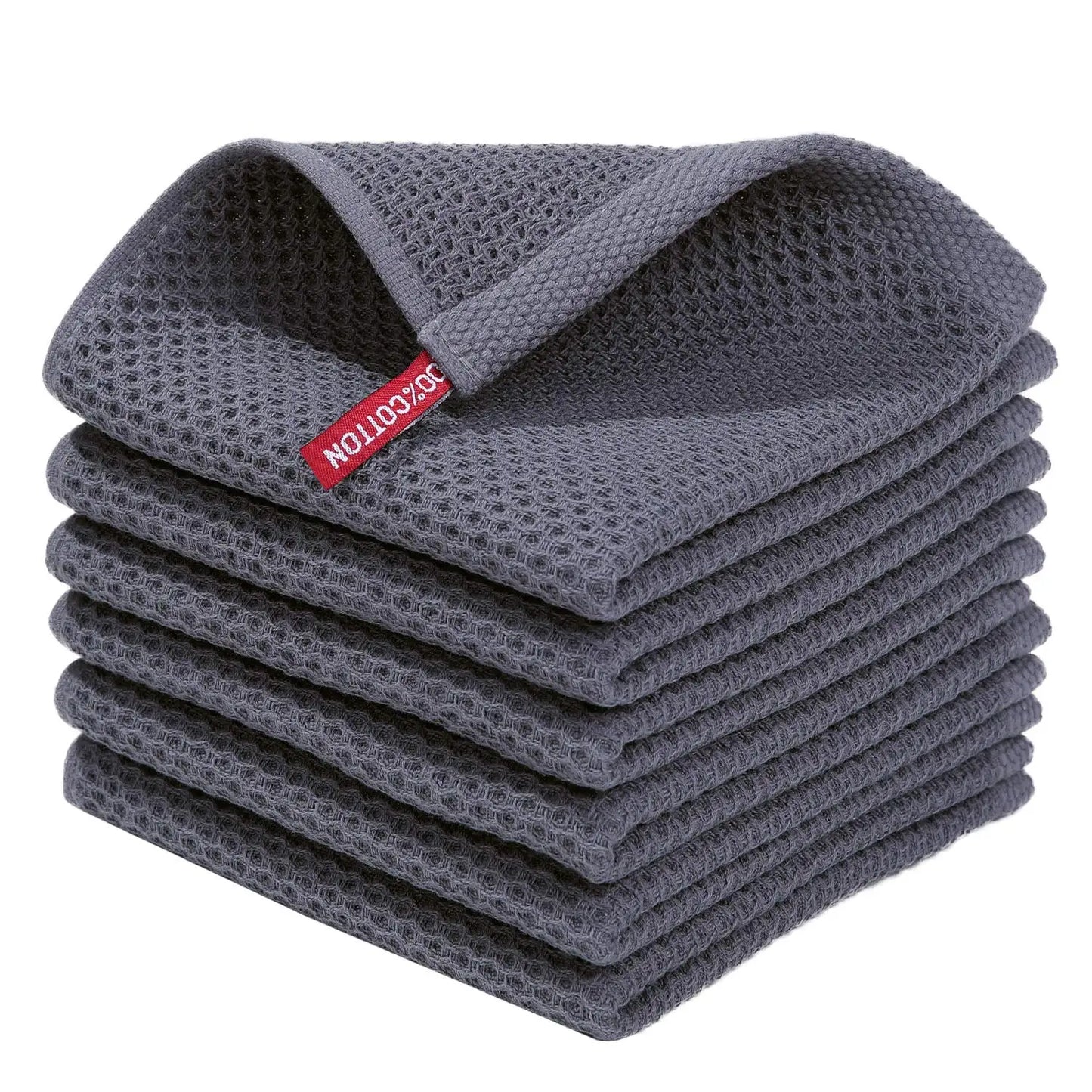 Premium 100% Cotton Waffle Weave Kitchen Towels – Ultra Soft, Absorbent, Quick-Dry Dish Cloths, 12x12 Inches, 6-Pack - Willow & Wisk