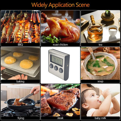 Digital Kitchen Thermometer with Probe – Accurate Food & Meat Temperature Gauge for Oven, Grill, BBQ, & Baking - Willow & Wisk