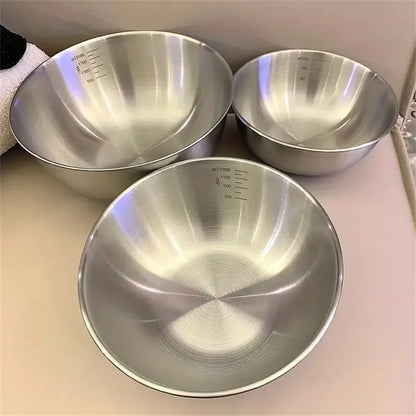 3pcs Stainless Steel Mixing Bowl Set – Large Capacity with Built-in Scale for Cooking, Baking & Food Storage - Willow & Wisk